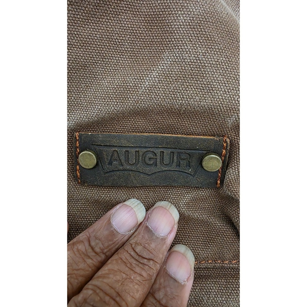 Augur Brown Canvas/Leather Messenger Crossbody Bag Adjustable Strap Size M - Picture 5 of 8